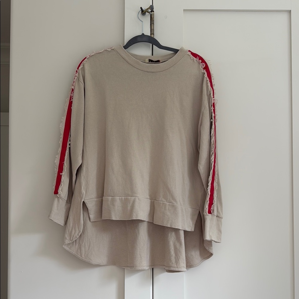 Stark X Beige Sweatshirt with Red Accents